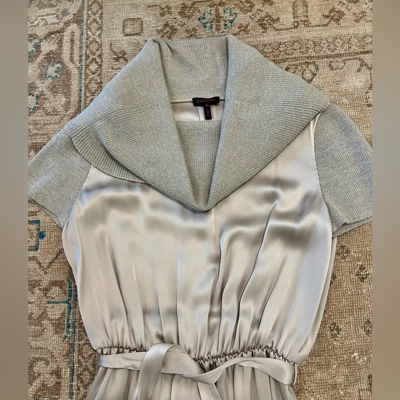 Escada Silk Satin Dress with Knit Cowl neck and Sleeves - Picture 2 of 10